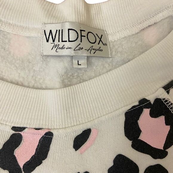 Wildfox Sommers Leopard Print Oversized Sweatshirt White Pink Black Large - Picture 3 of 5